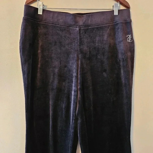 Juicy Couture Y2K Velvet Wide Leg Black 90's  Joggers Pants Black Size Large. - Picture 3 of 13